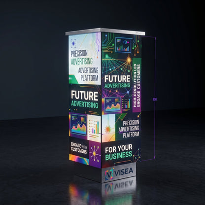 LED TOWER multimedia column 360° with dimensions – 4 active panels, 800mm height, COB/GOB technology